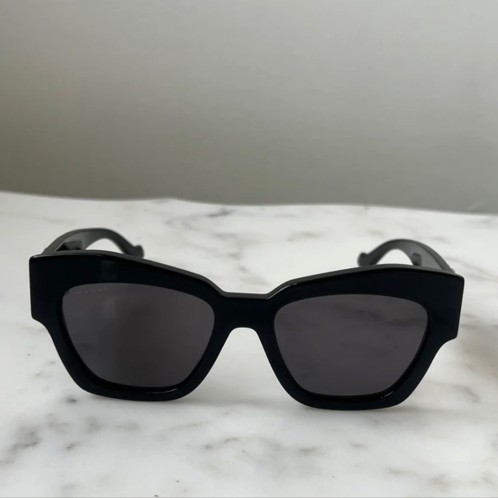 Gucci GG1422S Thick Rim Cat Eye Dark Square Sunglasses - Picture 5 of 17